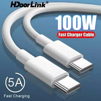 HdooLink PD 100 Вт USB C-USB Type-C кабель для быстрой зарядки и передачи данных для телефона Huawei P30 Samsung, линия передачи данных, аксессуары для быстрой зарядки 1m белый