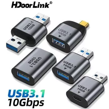 HdooLink USB3.1 A переходник-переходник «мама-тип-C» 10 Гбит/с, 5 В, 3 А, адаптер для быстрой зарядки, переходник типа «A» на «Type-C» USB Male to USB Male