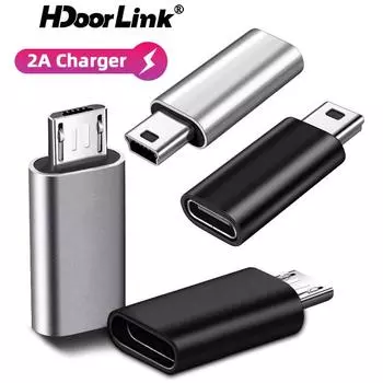HdoorLink 2A Быстрая зарядка USB Type C «мама» на Micro USB «папа» Разъем адаптера Type-C на Mini USB 2.0 Адаптер зарядного устройства для конвертера телефона Android type-c to micro usb чёрный
