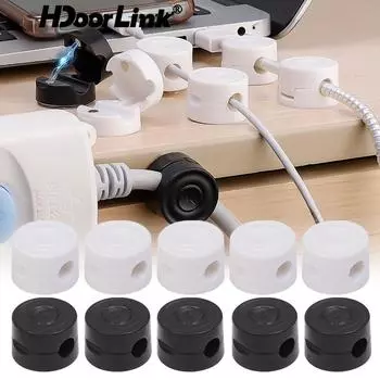 HdoorLink 6 шт. прочных магнитных зажимов для кабеля, магнитный круглый органайзер для провода, самоклеящийся USB-провод, зажим для хранения кабелей для домашнего офиса black