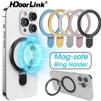 HdoorLink держатель на палец для телефона MagSafe ультратонкая магнитная настольная подставка для телефона кронштейн вращающаяся подставка для iPhone 15 14 13 Samsung серебряный