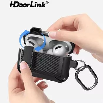 HdoorLink для AirPods Pro, чехол с автоматическим замком, противоударный чехол, совместимый с AirPods Pro 3 2 1, чехол с брелоком For Airpods pro чёрный