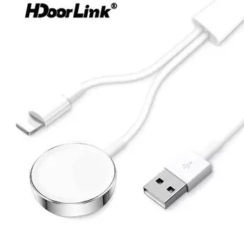 HdoorLink для Apple Watch 2 в 1, беспроводное магнитное зарядное устройство для iWatch 8 Ultra 7 6 5 SE 4 3 2 1 серии USB портативные аксессуары для быстрой зарядки watch charger белый