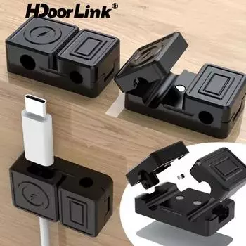 HdoorLink Магнитный органайзер для сматывания кабеля с двумя отверстиями, многофункциональный USB-кабель для передачи данных, зажимы для укладки кабеля наушников, держатель провода белый