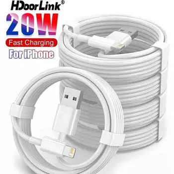 HdoorLink PD 20 Вт Кабель для быстрой зарядки для USB C на Lightning Телефонный провод 1 м/2 м/2,7 м Шнур для быстрой быстрой зарядки для IPhone 14 13 12 Pro Max 2m micro usb to IPhone белый