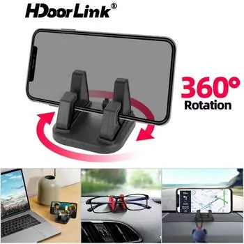 HdoorLink Универсальный держатель для телефона в машине с вращением на 360 градусов, мини-крепление для GPS-навигатора, держатель для мобильного телефона на приборной панели, противоскользящий кронштейн чёрный