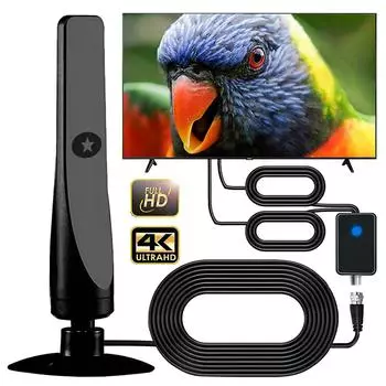 HDTV антенна Цифровая HD антенна HD цифровая 1080P Smart TV антенна с усилителем HDTV-T2 Быстродействующая комнатная наружная антенна чёрный