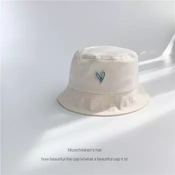 Head Circumference Heart Bucket Hat Ins Women s Summer Casual Versatile Sunshade Cotton-Padded Cap Japanese Style Men s Spring and Summer Bucket Hat Small Heart beige 52-54cm