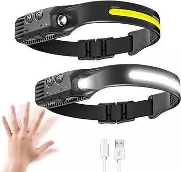 Налобный фонарик, светодиодный налобный фонарь, перезаряжаемый светодиодный налобный фонарь, рабочий свет, прожектор для кемпинга, фонарик со встроенной батареей