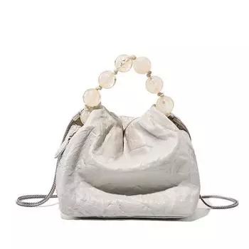 Женская сумка из натуральной кожи с отделкой на голову и сумкой для переноски из бисера, новая сумка из бисера в китайском стиле, сумка для обеда со специальной ручкой чёрный