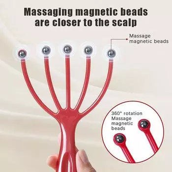 Head Massager Scalp Neck Comb Roller Five Finger 9 Claws Steel Ball Hand Held Relax Spa Hair Care For Hair Stress Relief