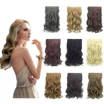 Head Natural One Piece Clip In Synthetic Hair Hair Extensions for Women Lady Hairpiece Curly Hair бежевый