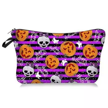 Head Pumpkin Halloween Makeup Bag Skull Head Candy Travel Toilet Storage Pouch StyleA