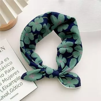 Head Scarf Cotton Linen Square Scarf Flower Headband Floral Kerchief Scarf Hair Band Female N