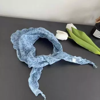 Head Scarf Plaid Silk Scarf Flower Headband Floral Kerchief Elegant Scarf Hair Band Women