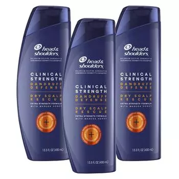 Шампунь Head & Shoulders Clinical Strength Dangraf Defense для спасения сухой кожи головы, 3 упаковки, 400 мл