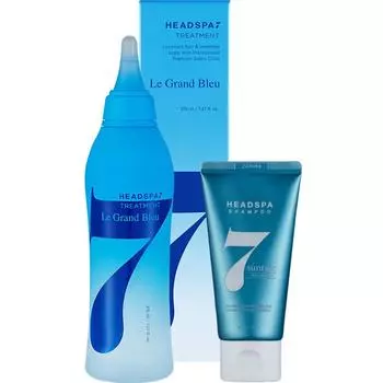 Head Spa 7 Grand Blue Treatment 215ml + Suntree Shampoo 70g, 1 set