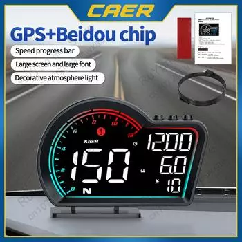 Head Up Display Car GPS Speedometer MPH KM/H Multi-function Digital Mileage Clock Compass Display Speed Alarm Electronic Gadgets чёрный