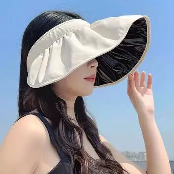 Headband vinyl hairpin cap foldable fashion summer new shell hat Internet celebrity student sunscreen visor versatile Without windbreak rope