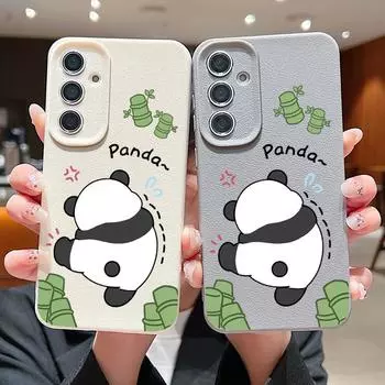 Headless Panda Soft Silicone Shell for Samsung S24 S22 Ultra Plus S23 S21 S20 Fe A55 A54 A53 A52 A35 A15 A16 Shockproof Solid Color Matte Cover Samsung S24 чёрный