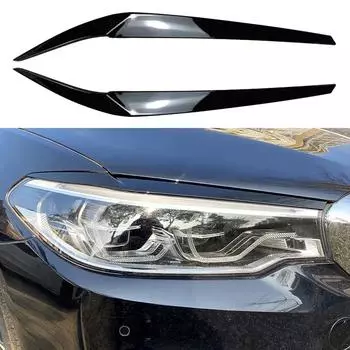 Headlight Eyelid Eyebrow Trim For BMW 5 Series G30 G31 G38 F90 M5 525I 530I 540I 2017-2024 Exterior Sticker Modification чёрный