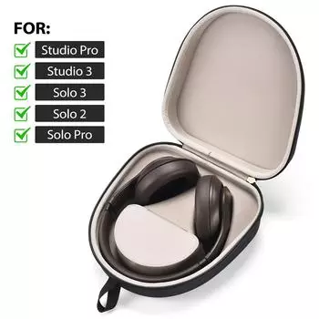 Headphone Case Shockproof Travel Carrying Cover Bag Anti-Scratch Portable Storage Bag for Beats Studio Pro/Studio 3/Solo 3 2 Pro светло-серый
