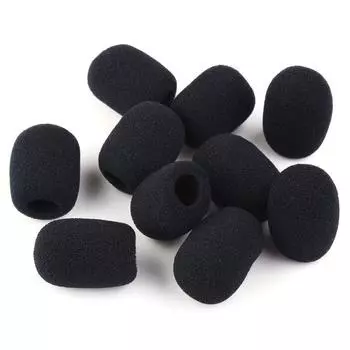 Headphone replacement microphone sponge black windshield 30 x 8 mm set of 10