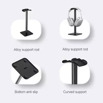 Headphone Stand Rack Non-Slip Stand Holder Rack Support Stable Aluminum Alloy Curved Support PC Gamer Earphone Accessories серый
