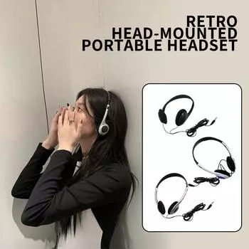 Headphones Personality Retro Headset Black Fashion Over Clear Photo Props Ear Personality Style H5B6 sliver-one-size