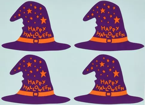 HEADS Хэллоуин Шляпа 100 листов HW-15S Наклейки японского производства, Фиолетовый, 7x5см,