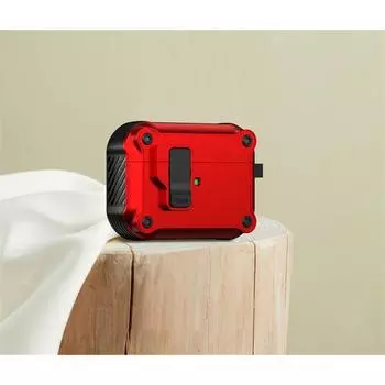 Headset Protective Cover Airpods3 Automatic Bounce Cover Switch Airpodspro Protective Cover Airpods2 Soft Case Drop-Resistant Anti-Lost USBC AirPods 3 Generation Red + Hook
