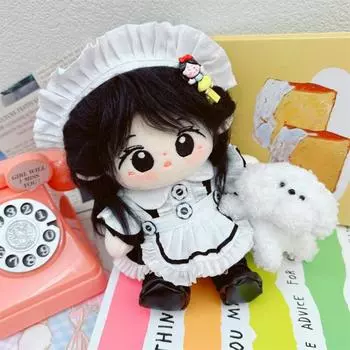 Headwear 20cm Cotton Doll Clothes Maid Dress Idol Dolls Dress 20cm Idol Doll shoes