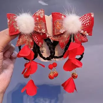 Headwear New Year Velvet Rabbit Tassel Hair Clips Hair Accessories Children Hairpin Kids Barrettes E