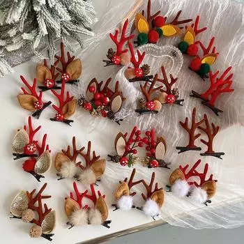 Headwear Party Supplies Merry Christmas Decor Hair Accessories Deer Horn Barrette Antler Hairpin D2