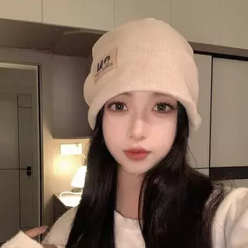 Heap Cap Women s Postpartum Pregnant Women Windproof Heattech Confinement Cap Easiest for Match Face-Looking Small Knitted Wool Closed-Toe Cold Hat Beige