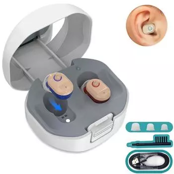 Слуховые аппараты, перезаряжаемые USB, глухие, невидимые в ухе, новый дизайн, пара, подарок для отца и матери
