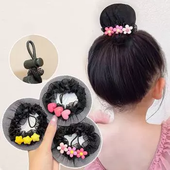 Heart Ballet Elastic Hair Net Flower Star Ballet Hair Snood Hair Ballet Bun Covers Children Style 7