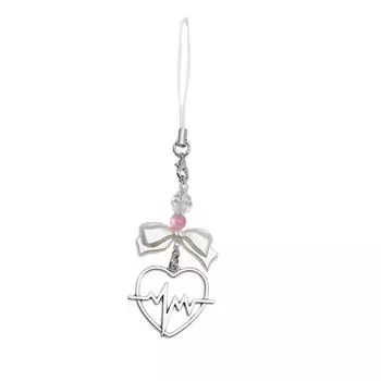 Heart Bowknot Bead Pendant Phone Charm Hangings Rope Sweet Phone Chain Strap Bag Decoration Lanyard Keychain Accessory 9