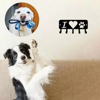 Сердце Собака монтируется навесной металлический подвесной настенный арт-объект для домашнего декора аксессуары - Декоративный органайзер для ключей и аксессуаров светло-серый