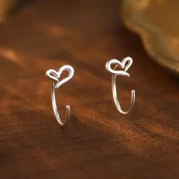 Heart Earrings for Women Minimalist Heart Shape Ear Hook Daily Wear Cute Dainty Heart Stud Earrings
