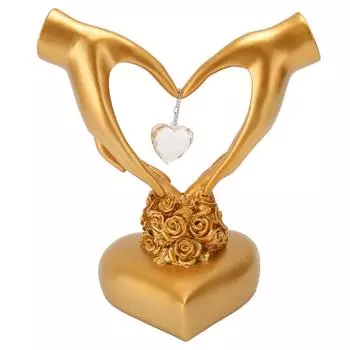 Heart Gesture Decoration Resin Heart Sculpture Romantic Hand Gesture Statue for Wedding Living Room