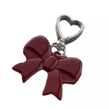 Heart Keyring Sweet Bows Keychain Pendant Car Key Chain Bowknot Keyrings Backpack Hanging Ornaments Bag Charm for Woman вино красного