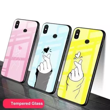 Чехол для телефона из закаленного стекла с изображением сердца на руке для Redmi Note 5 6 7 8 Pro Note8T Note9S Redmi8 9 Cover Shell Redmi Note 6