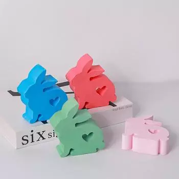 Heart Rabbit Silicone Mold Bunny Aromatherapy Gypsum Decorative Mold Chocolate Fondant Baking Cake Mold Resin Epoxy Candle Mold