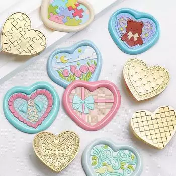 Серия сердечек штамп восковая печать штамп головка огненная краска для скрапбукинга конверт свадебное приглашение на день рождения подарочная карта упаковка