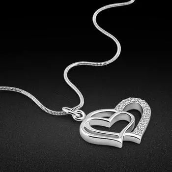 Heart Shape 925 Sterling Silver Pendant Necklaces For Women Choker Necklace &Pendants Christmas
