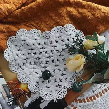 Heart Shape Lace Coaster Creative Hollow Lace Coasters Napkin Embroidery Flower Placemat Coffee Mug Dining Table Pad Home Decor
