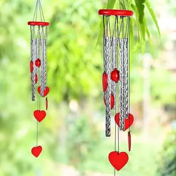 Heart Shape Wind Chime with Silver Pipes – Wind Chimes for Balcony, Soothing Sound for a Peaceful Atmosphere, Ideal for Housewarming,