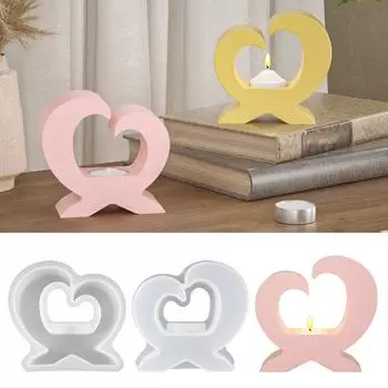 Heart Shaped Candle Holder Silicone Mold Unique Heart Candle Tray Ornament Silicone Mold for Home Decoration and Gifts