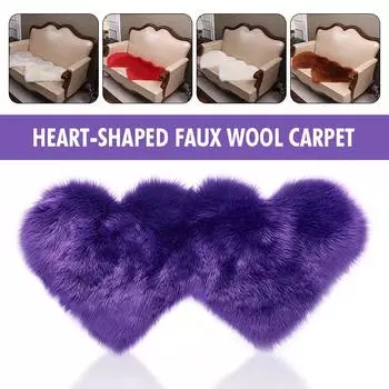 Heart Shaped Carpet Shaggy Fluffy Faux Fur Floor Rugs Carpet Chair Sofa Cushion Living Room Bedroom Decor Floor Mats 35x70cm